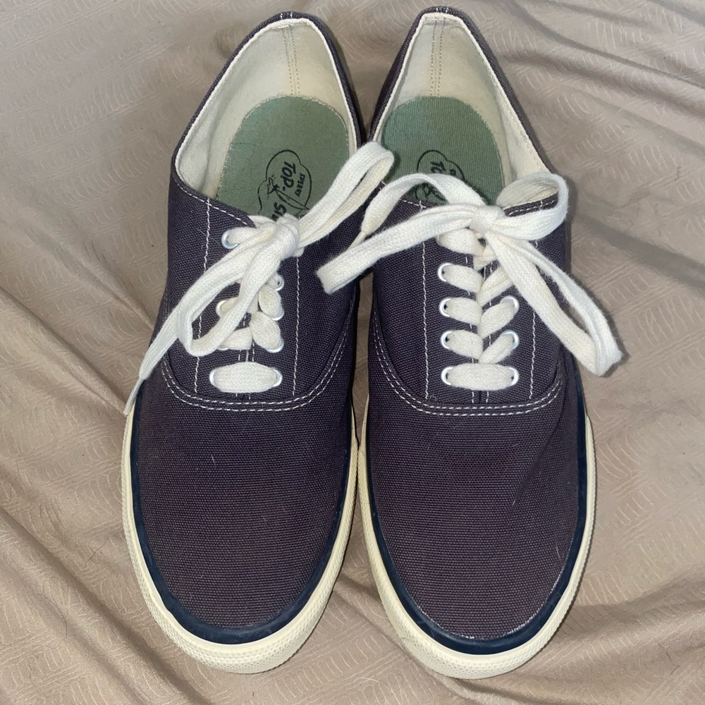 men’s 8 blue top sider lace up shoes